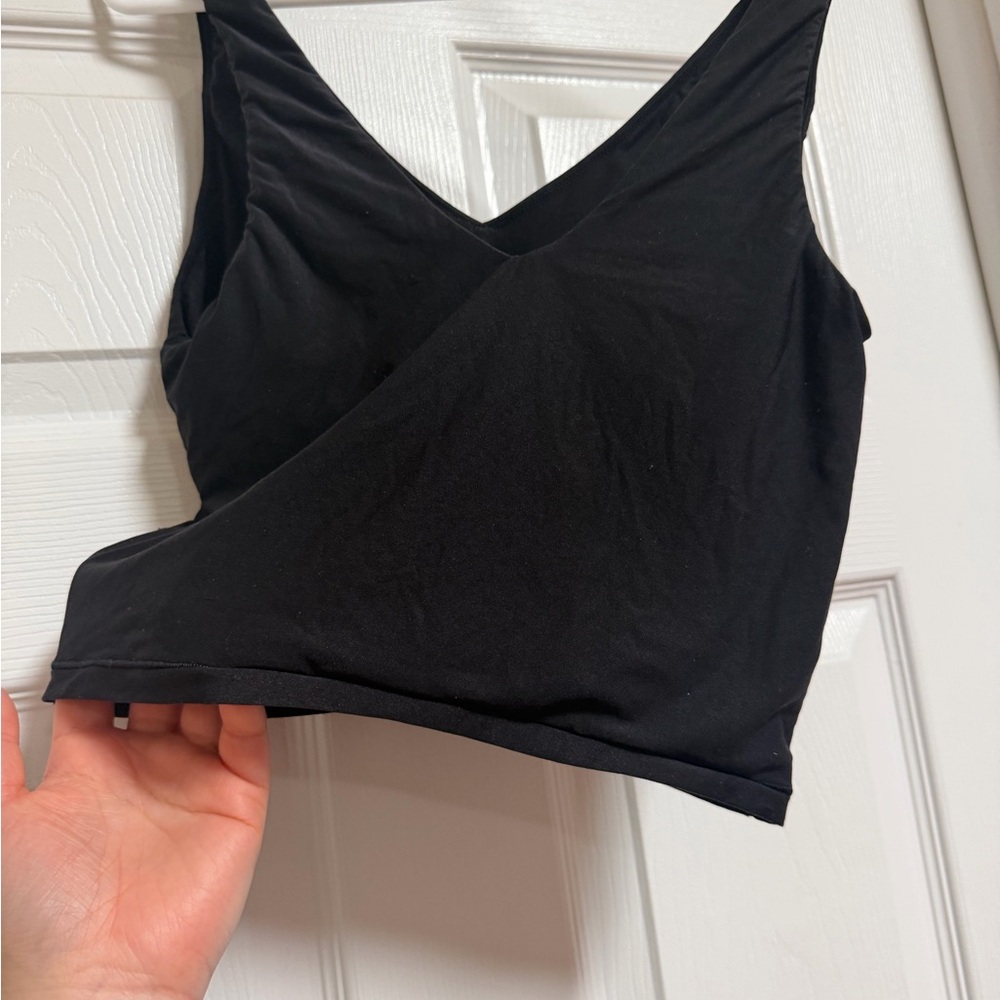 Aerie SMOOTHEZ Plunge Cami Black Large V Neck Cropped Tank - Picture 4 of 6